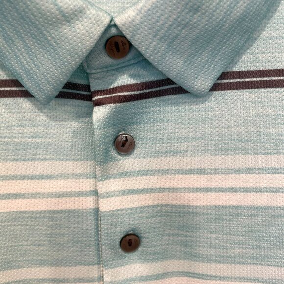 Ben Hogan Performance Men's 3-Button Striped Golf Polo Shirt Sz XXL in Turquoise - Picture 6 of 13